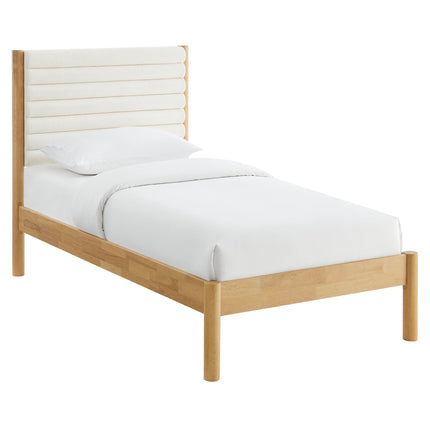 Modway MOD-7196 Olea Channel Tufted Boucle Solid Wood Twin Platform Bed Modway