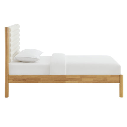 Modway MOD-7196 Olea Channel Tufted Boucle Solid Wood Twin Platform Bed Modway