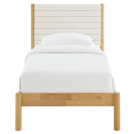 Modway MOD-7196 Olea Channel Tufted Boucle Solid Wood Twin Platform Bed Modway
