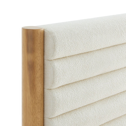Modway MOD-7196 Olea Channel Tufted Boucle Solid Wood Twin Platform Bed Modway