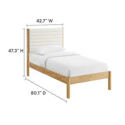 Modway MOD-7196 Olea Channel Tufted Boucle Solid Wood Twin Platform Bed Modway