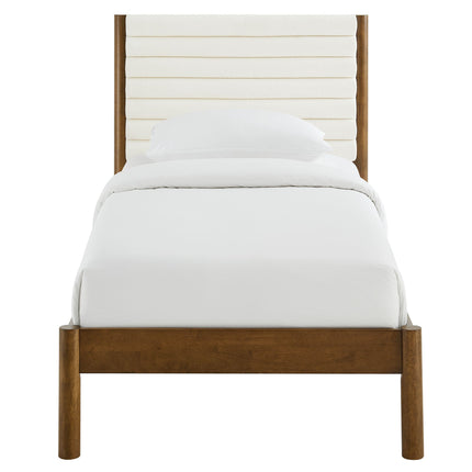 Modway MOD-7196 Olea Channel Tufted Boucle Solid Wood Twin Platform Bed Modway