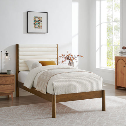 Modway MOD-7196 Olea Channel Tufted Boucle Solid Wood Twin Platform Bed Modway