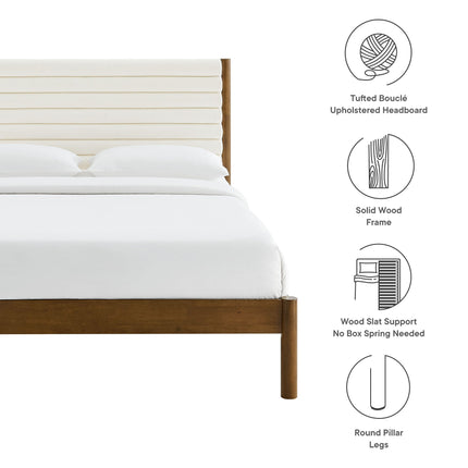 Modway MOD-7197 Olea Channel Tufted Boucle Solid Wood Full Platform Bed Modway