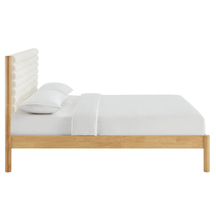 Modway MOD-7198 Olea Channel Tufted Boucle Solid Wood Queen Platform Bed Modway