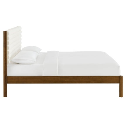 Modway MOD-7198 Olea Channel Tufted Boucle Solid Wood Queen Platform Bed Modway