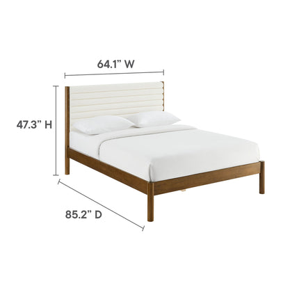 Modway MOD-7198 Olea Channel Tufted Boucle Solid Wood Queen Platform Bed Modway
