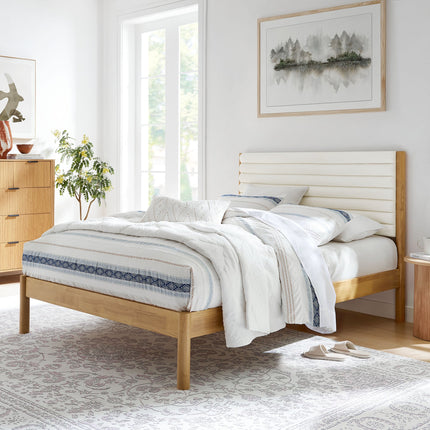 Modway MOD-7199 Olea Channel Tufted Boucle Solid Wood King Platform Bed Modway