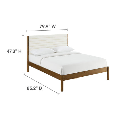Modway MOD-7199 Olea Channel Tufted Boucle Solid Wood King Platform Bed Modway