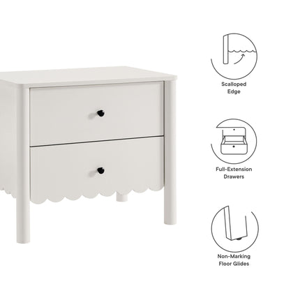Modway MOD-7206 Emmeline Scalloped 2-Drawer Nightstand Modway