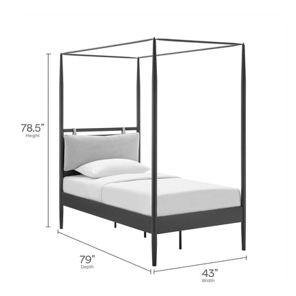 Modway MOD-7221 Marlowe 4-Poster Canopy Metal Twin Platform Bed Modway