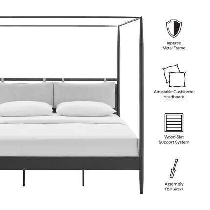 Modway MOD-7224 Marlowe 4-Poster Canopy Metal King Platform Bed Modway