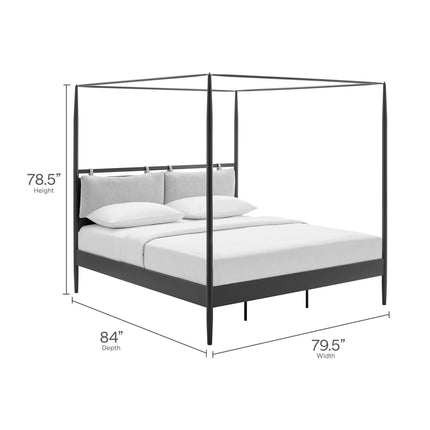 Modway MOD-7224 Marlowe 4-Poster Canopy Metal King Platform Bed Modway