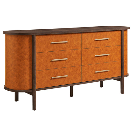 Modway MOD-7228 Coralie Curved 6-Drawer Vegan Leather Oval Dresser Modway