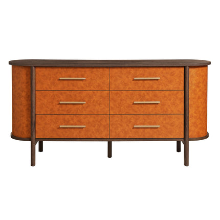 Modway MOD-7228 Coralie Curved 6-Drawer Vegan Leather Oval Dresser Modway