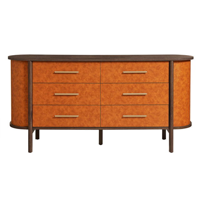 Modway MOD-7228 Coralie Curved 6-Drawer Vegan Leather Oval Dresser Modway