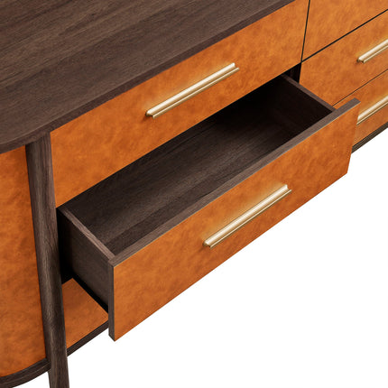 Modway MOD-7228 Coralie Curved 6-Drawer Vegan Leather Oval Dresser Modway