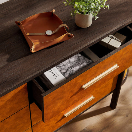 Modway MOD-7228 Coralie Curved 6-Drawer Vegan Leather Oval Dresser Modway