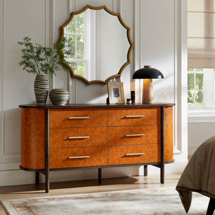Modway MOD-7228 Coralie Curved 6-Drawer Vegan Leather Oval Dresser Modway