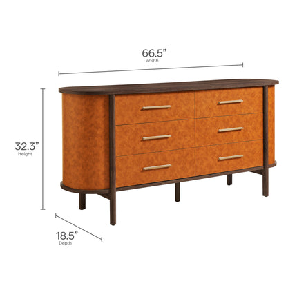 Modway MOD-7228 Coralie Curved 6-Drawer Vegan Leather Oval Dresser Modway