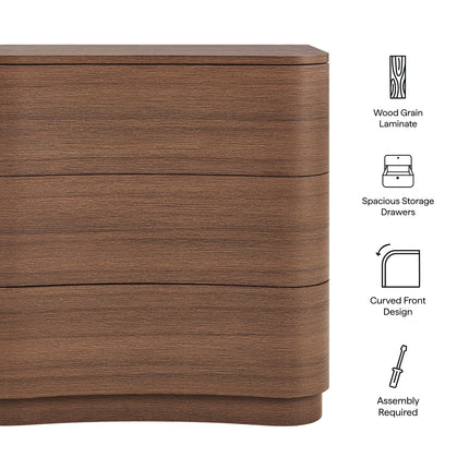 Modway MOD-7230 Mirae 3-Drawer Curved Compact Dresser Modway