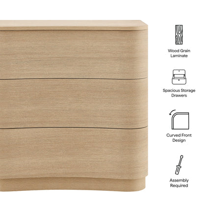 Modway MOD-7230 Mirae 3-Drawer Curved Compact Dresser Modway