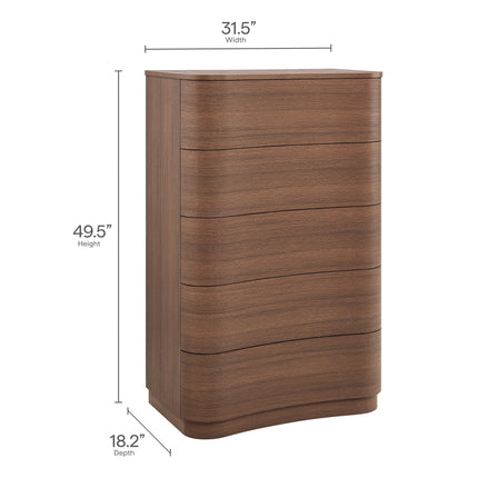 Modway MOD-7231 Mirae 5-Drawer Curved Dresser Chest of Drawers Modway