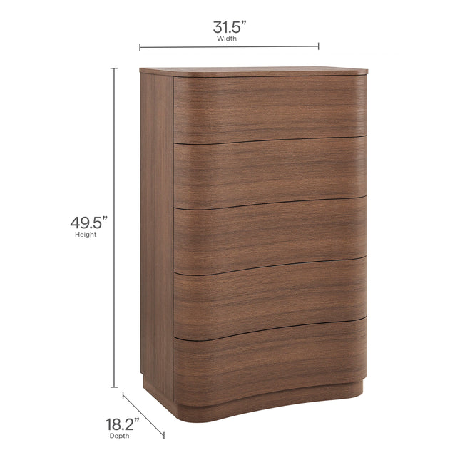 Modway MOD-7231 Mirae 5-Drawer Curved Dresser Chest of Drawers Modway