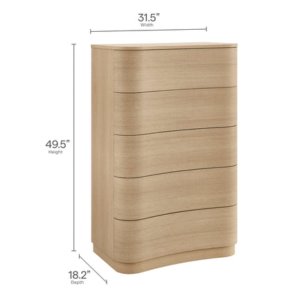 Modway MOD-7231 Mirae 5-Drawer Curved Dresser Chest of Drawers Modway