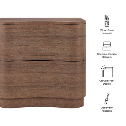 Modway MOD-7232 Mirae 2-Drawer Curved Nightstand Modway