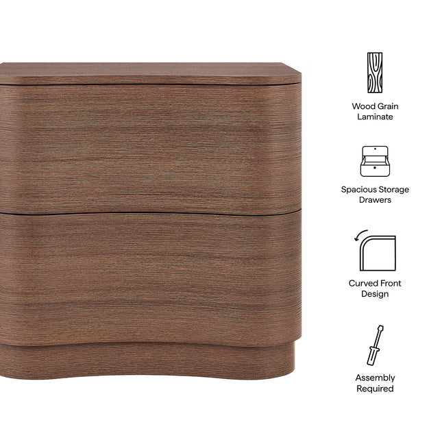 Modway MOD-7232 Mirae 2-Drawer Curved Nightstand Modway