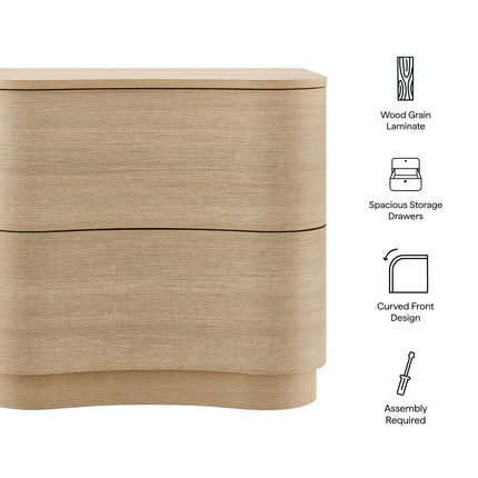 Modway MOD-7232 Mirae 2-Drawer Curved Nightstand Modway