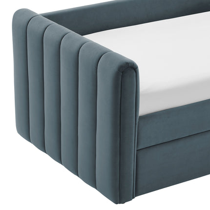 Modway MOD-7234 Veyla Channel Tufted Performance Velvet Twin Daybed With Trundle Modway