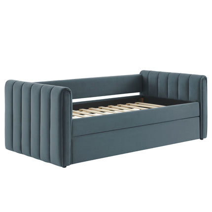 Modway MOD-7234 Veyla Channel Tufted Performance Velvet Twin Daybed With Trundle Modway