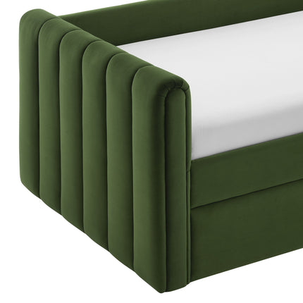 Modway MOD-7234 Veyla Channel Tufted Performance Velvet Twin Daybed With Trundle Modway