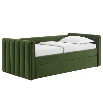Modway MOD-7234 Veyla Channel Tufted Performance Velvet Twin Daybed With Trundle Modway
