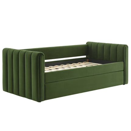Modway MOD-7234 Veyla Channel Tufted Performance Velvet Twin Daybed With Trundle Modway