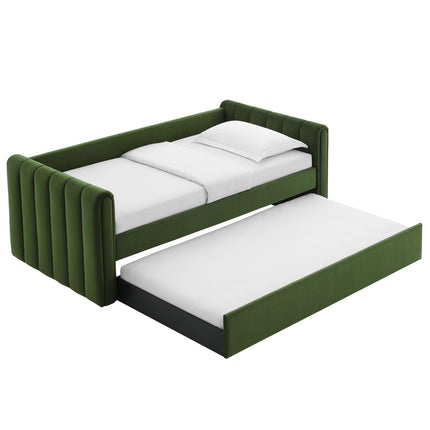 Modway MOD-7234 Veyla Channel Tufted Performance Velvet Twin Daybed With Trundle Modway