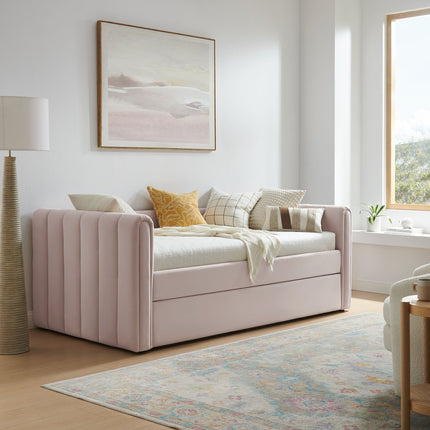 Modway MOD-7234 Veyla Channel Tufted Performance Velvet Twin Daybed With Trundle Modway