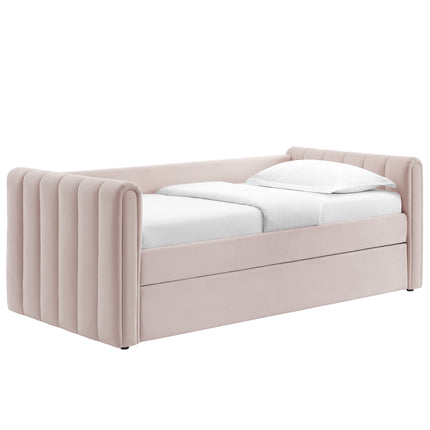 Modway MOD-7234 Veyla Channel Tufted Performance Velvet Twin Daybed With Trundle Modway