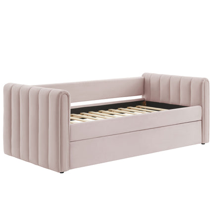 Modway MOD-7234 Veyla Channel Tufted Performance Velvet Twin Daybed With Trundle Modway