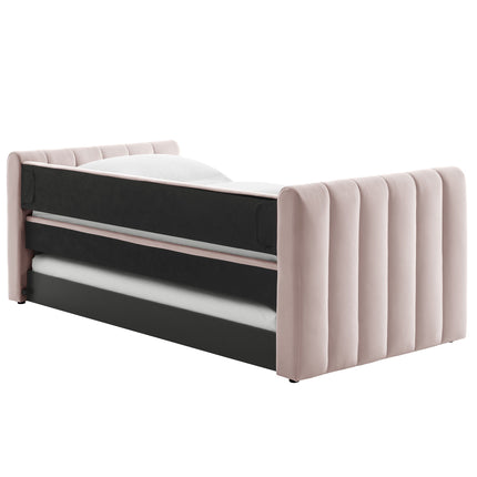 Modway MOD-7234 Veyla Channel Tufted Performance Velvet Twin Daybed With Trundle Modway