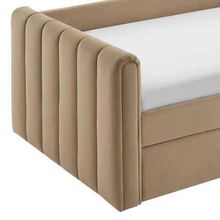 Modway MOD-7234 Veyla Channel Tufted Performance Velvet Twin Daybed With Trundle Modway