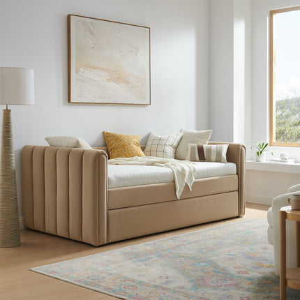 Modway MOD-7234 Veyla Channel Tufted Performance Velvet Twin Daybed With Trundle Modway