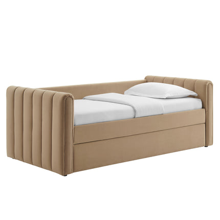 Modway MOD-7234 Veyla Channel Tufted Performance Velvet Twin Daybed With Trundle Modway