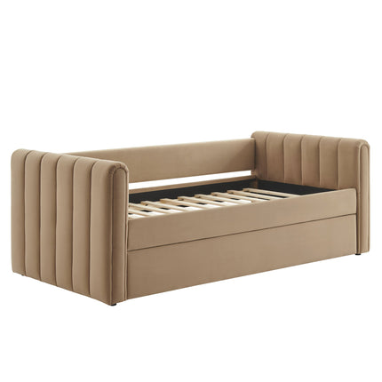 Modway MOD-7234 Veyla Channel Tufted Performance Velvet Twin Daybed With Trundle Modway
