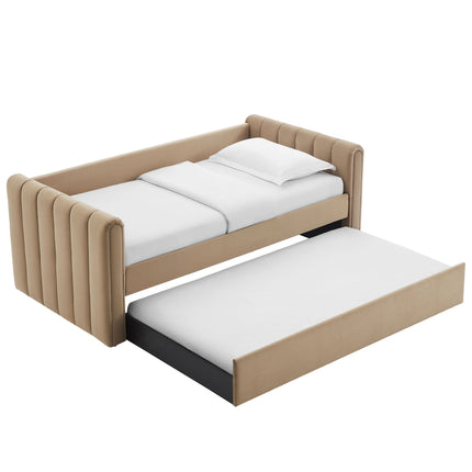 Modway MOD-7234 Veyla Channel Tufted Performance Velvet Twin Daybed With Trundle Modway