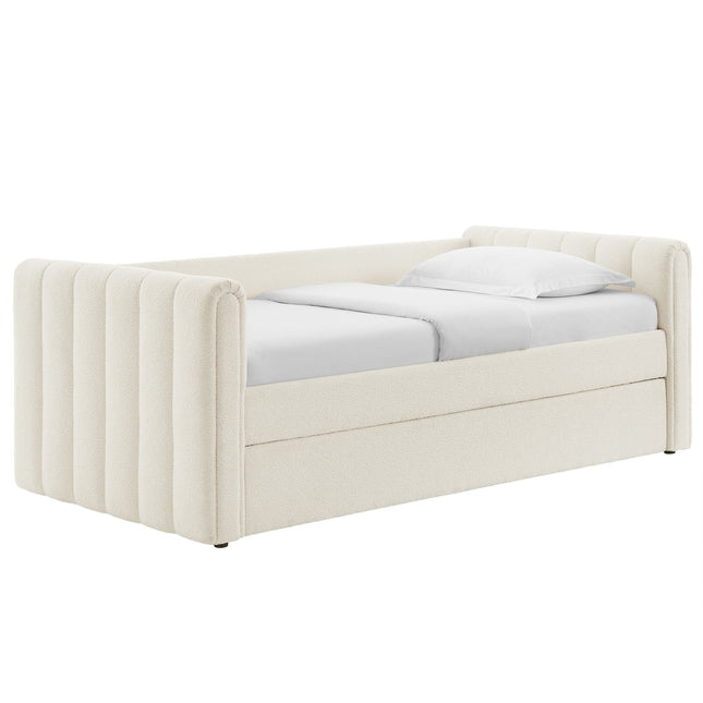 Modway MOD-7235 Veyla Channel Tufted Boucle Twin Daybed With Trundle Modway