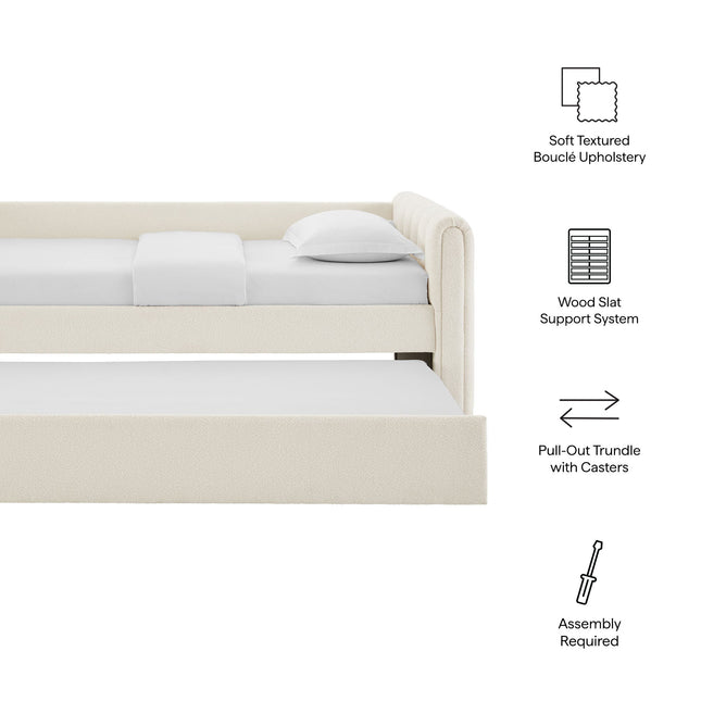 Modway MOD-7235 Veyla Channel Tufted Boucle Twin Daybed With Trundle Modway