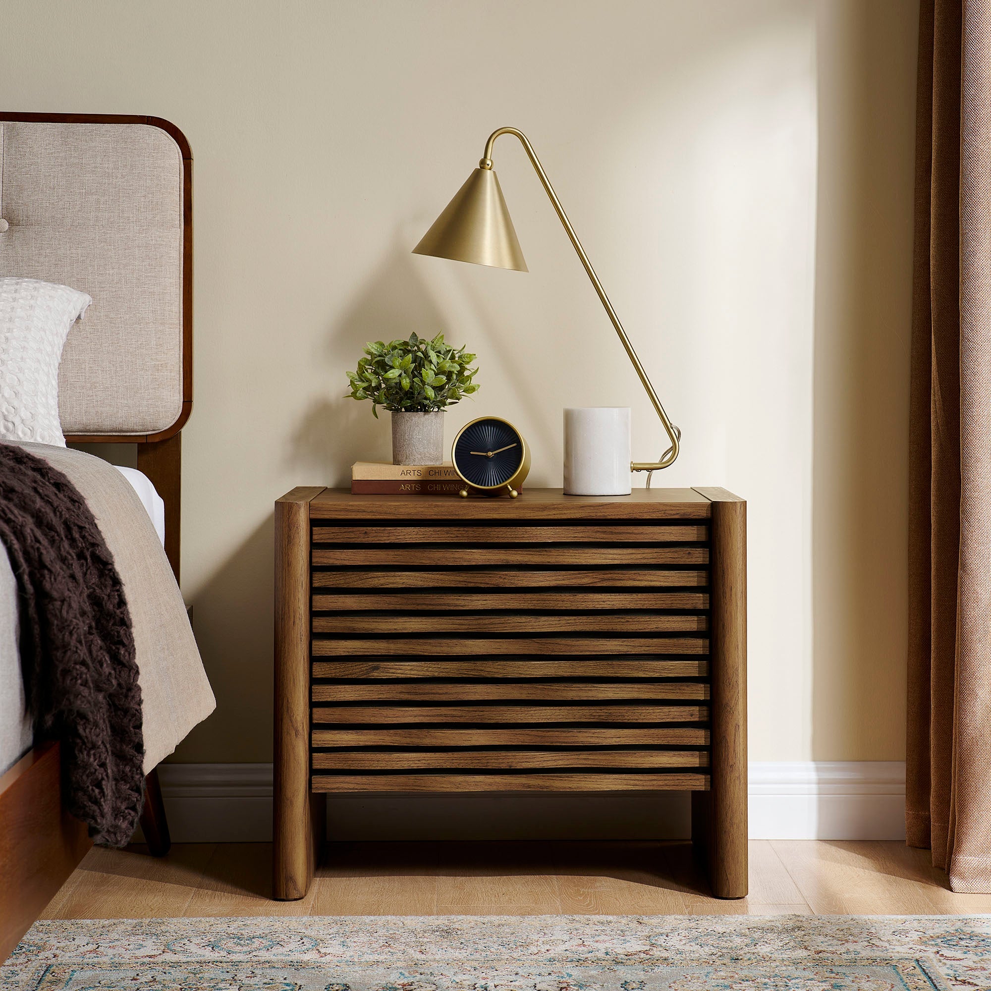 Modway Emric Wave Nightstand in Walnut MOD-7236-WAL